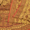 Sanskriti Vintage Sarees Pale Yellow Pure Crepe Silk Print Sari 6yd Craft Sustainable Fabric