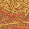 Sanskriti Vintage Sarees Pale Yellow Pure Crepe Silk Print Sari 6yd Craft Sustainable Fabric