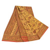 Sanskriti Vintage Sarees Pale Yellow Pure Crepe Silk Print Sari 6yd Craft Sustainable Fabric