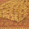 Sanskriti Vintage Sarees Pale Yellow Pure Crepe Silk Print Sari 6yd Craft Sustainable Fabric