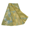 Sanskriti Vintage Sarees Green Pure Crepe Silk Printed Sari 5yd Craft Sustainable Fabric