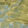 Sanskriti Vintage Sarees Green Pure Crepe Silk Printed Sari 5yd Craft Sustainable Fabric
