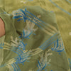 Sanskriti Vintage Sarees Green Pure Crepe Silk Printed Sari 5yd Craft Sustainable Fabric