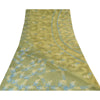 Sanskriti Vintage Sarees Green Pure Crepe Silk Printed Sari 5yd Craft Sustainable Fabric