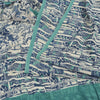 Sanskriti Vintage Sarees Ivory/Blue Pure Crepe Silk Print Sari 5yd Craft Sustainable Fabric