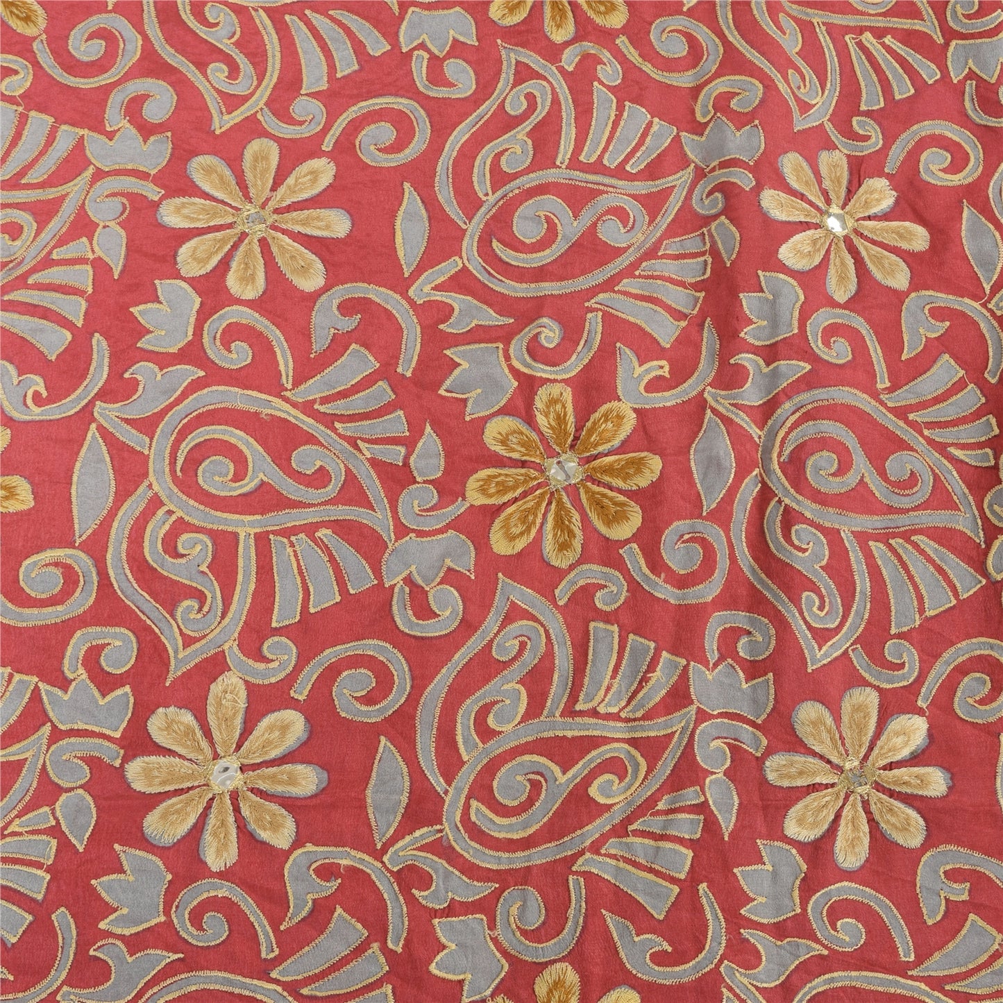 Sanskriti Vintage Sarees Pink 100% Pure Crepe Silk Printed Sari 5yd Craft Sustainable Fabric