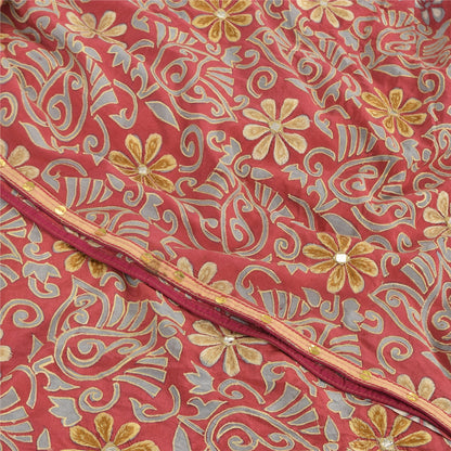 Sanskriti Vintage Sarees Pink 100% Pure Crepe Silk Printed Sari 5yd Craft Sustainable Fabric