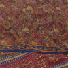 Sanskriti Vintage Sarees Dark Red Pure Crepe Silk Printed Sari 5yd Craft Sustainable Fabric