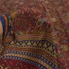 Sanskriti Vintage Sarees Dark Red Pure Crepe Silk Printed Sari 5yd Craft Sustainable Fabric
