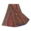 Sanskriti Vintage Sarees Dark Red Pure Crepe Silk Printed Sari 5yd Craft Sustainable Fabric