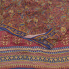 Sanskriti Vintage Sarees Dark Red Pure Crepe Silk Printed Sari 5yd Craft Sustainable Fabric
