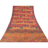Sanskriti Vintage Sarees Embroidered Pure Crepe Silk Print Sari 5yd Craft Sustainable Fabric