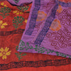 Sanskriti Vintage Sarees Purple Hand Block Pure Crepe Printed Sari Craft Sustainable Fabric