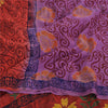 Sanskriti Vintage Sarees Purple Hand Block Pure Crepe Printed Sari Craft Sustainable Fabric