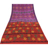 Sanskriti Vintage Sarees Purple Hand Block Pure Crepe Printed Sari Craft Sustainable Fabric