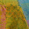 Sanskriti Vintage Sarees Blue/Green Pure Crepe Silk Print Sari 5yd Craft Sustainable Fabric