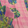 Sanskriti Vintage Sarees Pink 100% Pure Crepe Silk Printed Sari 6yd Craft Sustainable Fabric