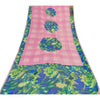 Sanskriti Vintage Sarees Pink 100% Pure Crepe Silk Printed Sari 6yd Craft Sustainable Fabric