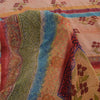 Sanskriti Vintage Sarees Peach 100%Pure Crepe Silk Printed Sari 5yd Craft Sustainable Fabric