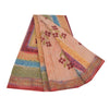Sanskriti Vintage Sarees Peach 100%Pure Crepe Silk Printed Sari 5yd Craft Sustainable Fabric