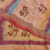 Sanskriti Vintage Sarees Peach 100%Pure Crepe Silk Printed Sari 5yd Craft Sustainable Fabric