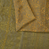 Sanskriti Vintage Saree Brown-Mustard Pure Crepe Abstract Print 5+YD Craft Sari