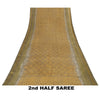 Sanskriti Vintage Saree Brown-Mustard Pure Crepe Abstract Print 5+YD Craft Sari