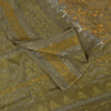 Sanskriti Vintage Saree Brown-Mustard Pure Crepe Abstract Print 5+YD Craft Sari