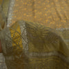 Sanskriti Vintage Saree Brown-Mustard Pure Crepe Abstract Print 5+YD Craft Sari