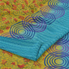 Sanskriti Vintage Sarees Blue/Green Pure Crepe Silk Print Sari 5yd Craft Sustainable Fabric