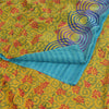 Sanskriti Vintage Sarees Blue/Green Pure Crepe Silk Print Sari 5yd Craft Sustainable Fabric