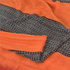Sanskriti Vintage Sarees Black/Orange Pure Crepe Silk Print Sari Craft Sustainable Fabric