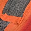 Sanskriti Vintage Sarees Black/Orange Pure Crepe Silk Print Sari Craft Sustainable Fabric