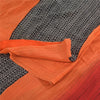 Sanskriti Vintage Sarees Black/Orange Pure Crepe Silk Print Sari Craft Sustainable Fabric