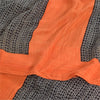 Sanskriti Vintage Sarees Black/Orange Pure Crepe Silk Print Sari Craft Sustainable Fabric