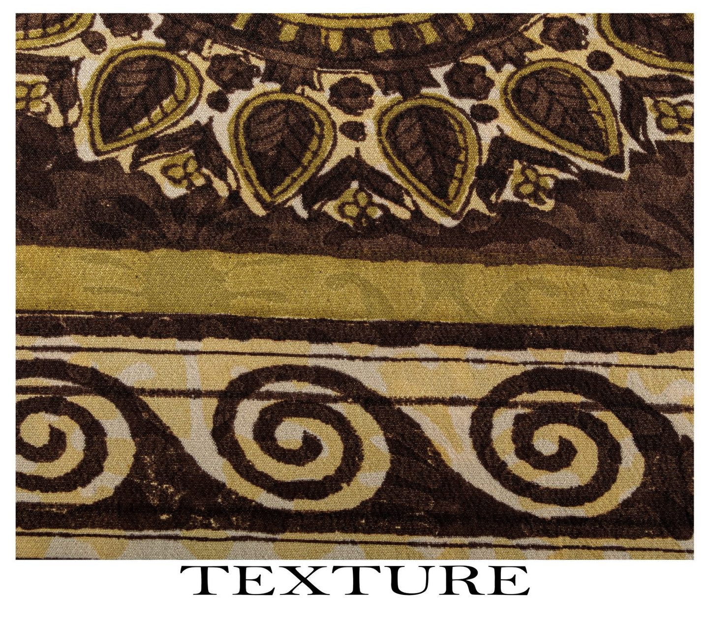 Sanskriti Vintage Saree Brown Pure Crepe Mandal Art Printed Sari 5.5+Yard Fabric