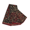Сари Sanskriti Vintage, черное чистое креповое шелковое сари с принтом, 5 ярдов, устойчивая ткань SoftCraft