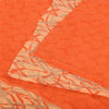 Sanskriti Vintage Sarees Orange Pure Crepe Silk Printed Sari 5yd Craft Sustainable Fabric