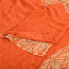 Sanskriti Vintage Sarees Orange Pure Crepe Silk Printed Sari 5yd Craft Sustainable Fabric