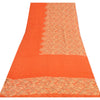 Sanskriti Vintage Sarees Orange Pure Crepe Silk Printed Sari 5yd Craft Sustainable Fabric