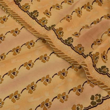 Sanskriti Vintage Sarees Multi Pure Crepe Silk Printed Sari 5yd Craft Sustainable Fabric