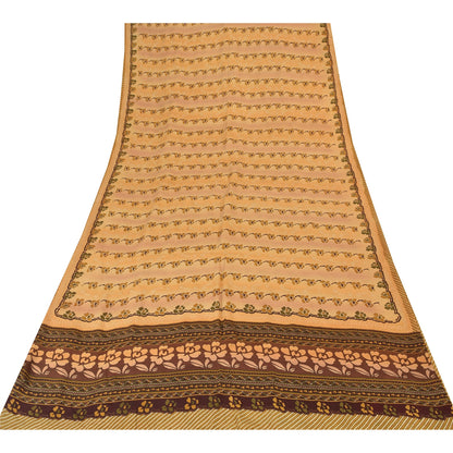 Sanskriti Vintage Sarees Multi Pure Crepe Silk Printed Sari 5yd Craft Sustainable Fabric