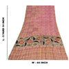 Sanskriti Vintage Sarier i lyserødt, ren crepe silketrykt sari, 5 yards, bæredygtigt håndværksstof