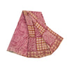 Sanskriti Vintage Sarier i lyserødt, ren crepe silketrykt sari, 5 yards, bæredygtigt håndværksstof