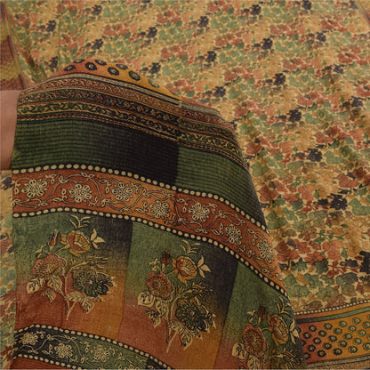 Сари из натурального шелка Sanskriti Vintage, многослойное, напечатанное, 5 ярдов, ткань для рукоделия, устойчивая к истиранию
