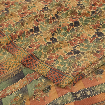 Сари из натурального шелка Sanskriti Vintage, многослойное, напечатанное, 5 ярдов, ткань для рукоделия, устойчивая к истиранию