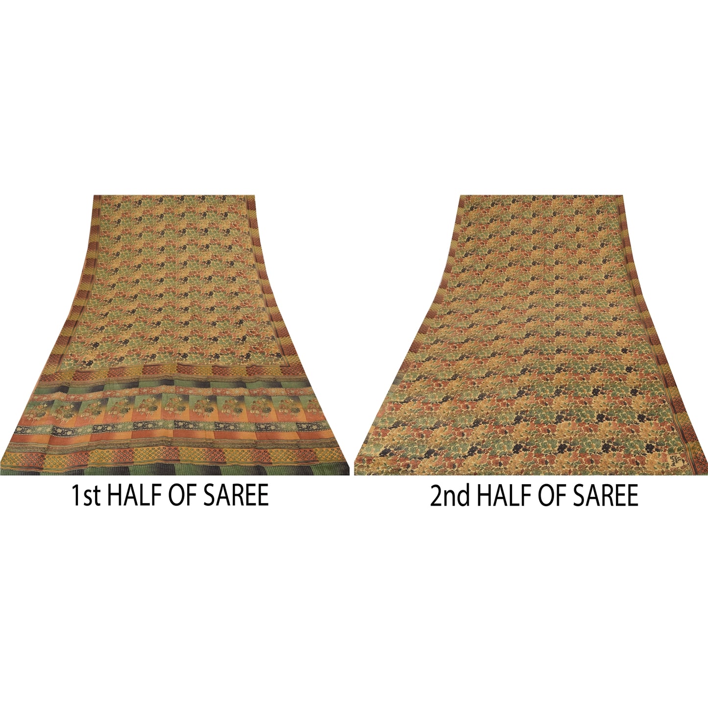 Сари из натурального шелка Sanskriti Vintage, многослойное, напечатанное, 5 ярдов, ткань для рукоделия, устойчивая к истиранию