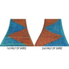 Sanskriti Vintage Sarees Orange/Blue Pure Crepe Silk Print Sari 6yd Craft Sustainable Fabric