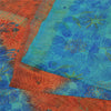 Sanskriti Vintage Sarees Orange/Blue Pure Crepe Silk Print Sari 6yd Craft Sustainable Fabric