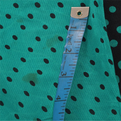 Sanskriti Vintage Sarees Blue/Black Pure Crepe Silk Print Sari 5yd Craft Sustainable Fabric